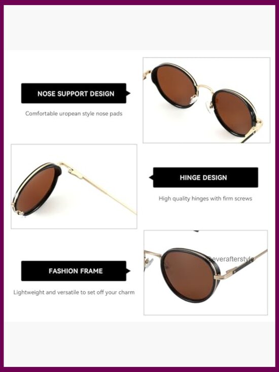 Retro Round Polarized Steampunk Sunglasses Metal Frame UV400 main image 6